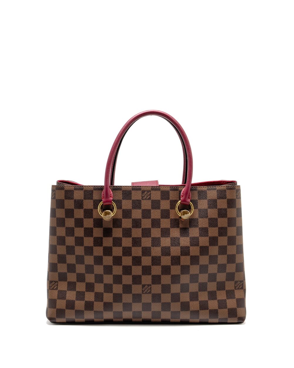 AAA Replica Louis Vuitton LV RIVERSIDE TOTE BAG DAMIER EBENE CANVAS RED/BROWN GHW