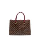 AAA Replica Louis Vuitton LV RIVERSIDE TOTE BAG DAMIER EBENE CANVAS RED/BROWN GHW