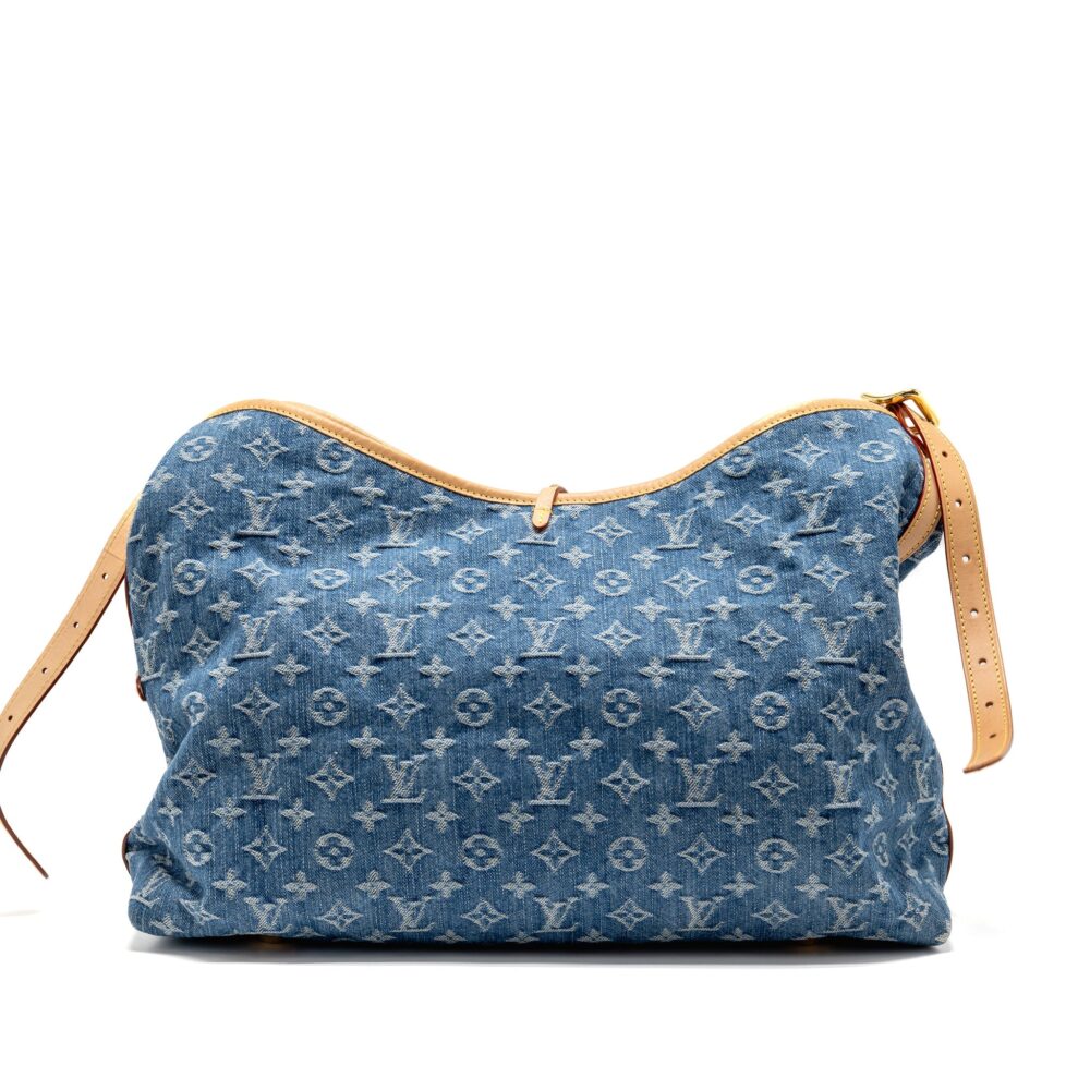 AAA Replica Louis Vuitton LV CARRYALL MM MONOGRAM DENIM BLUE GHW