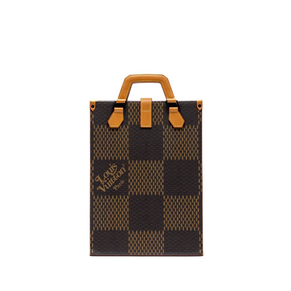 AAA Replica Louis Vuitton LV X NIGO GIANT TOTE DAMIER EBENE MONOGRAM CANVAS BROWN BLACK HARDWARE