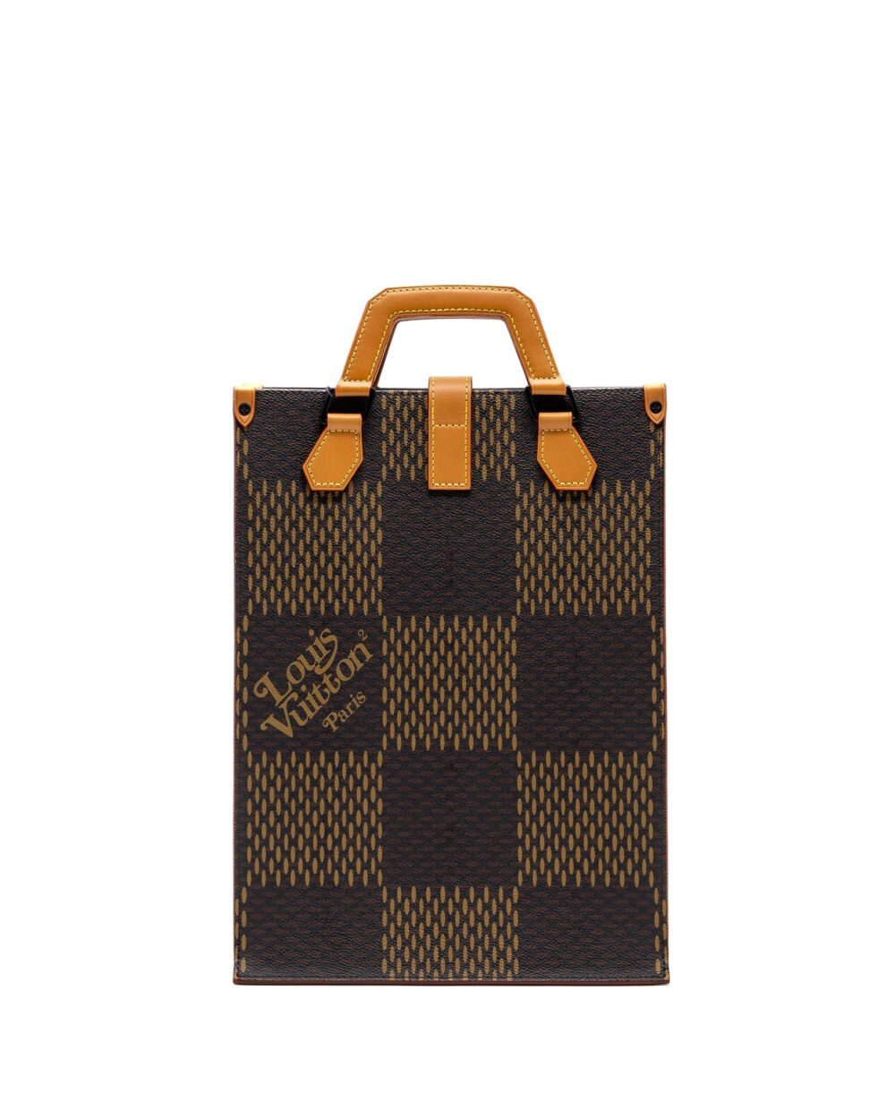 AAA Replica Louis Vuitton LV X NIGO GIANT TOTE DAMIER EBENE MONOGRAM CANVAS BROWN BLACK HARDWARE