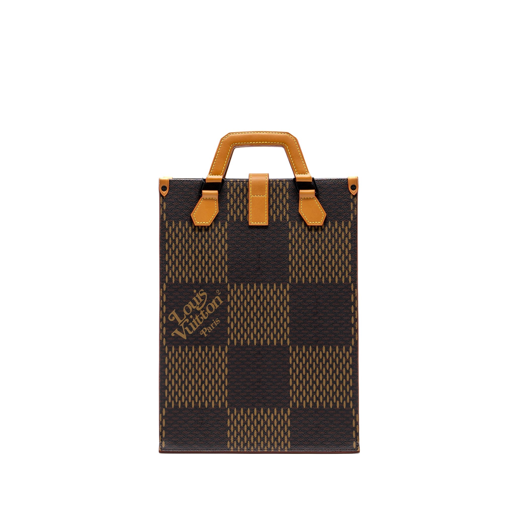 AAA Replica Louis Vuitton LV X NIGO GIANT TOTE DAMIER EBENE MONOGRAM CANVAS BROWN BLACK HARDWARE
