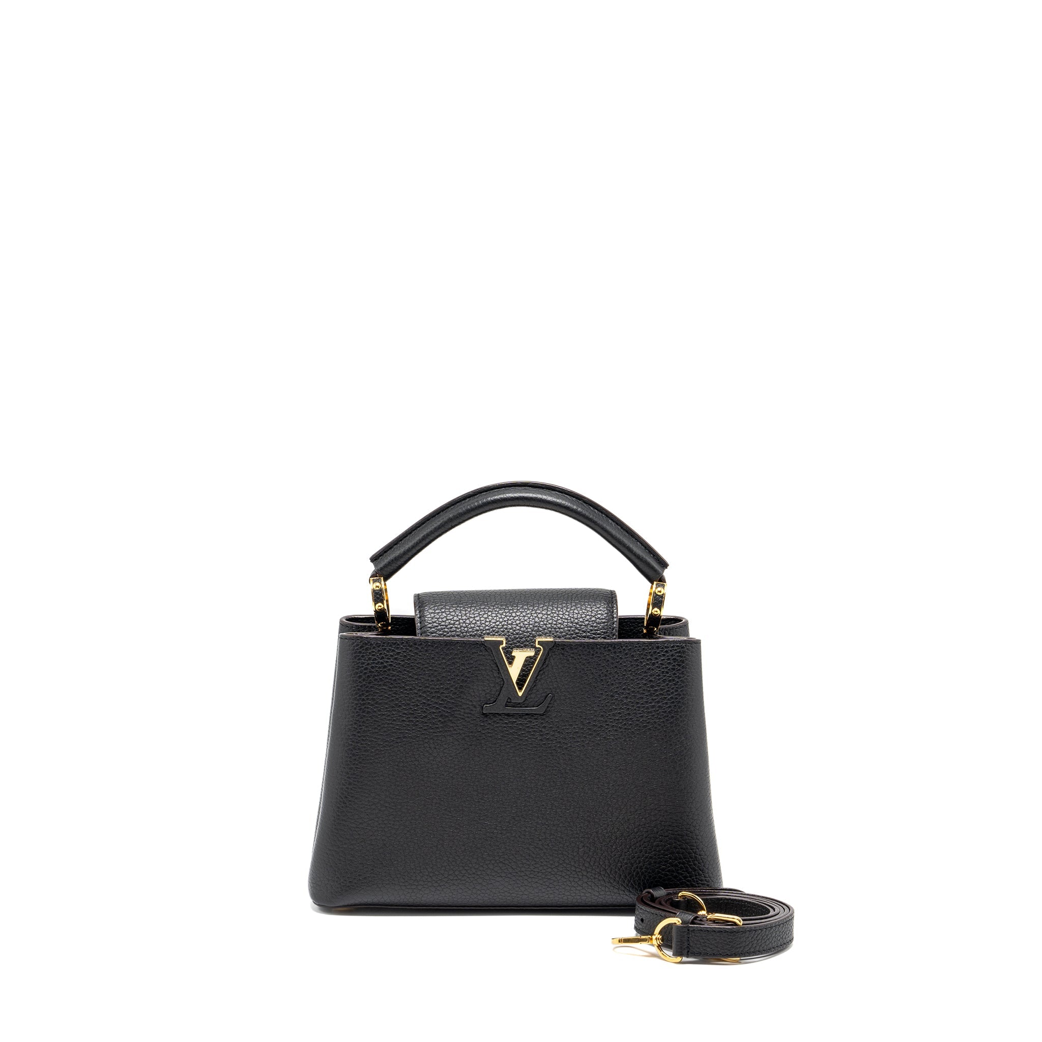 AAA Replica Louis Vuitton LV CAPUCINES BB TAURILLON CALFSKIN BLACK GHW