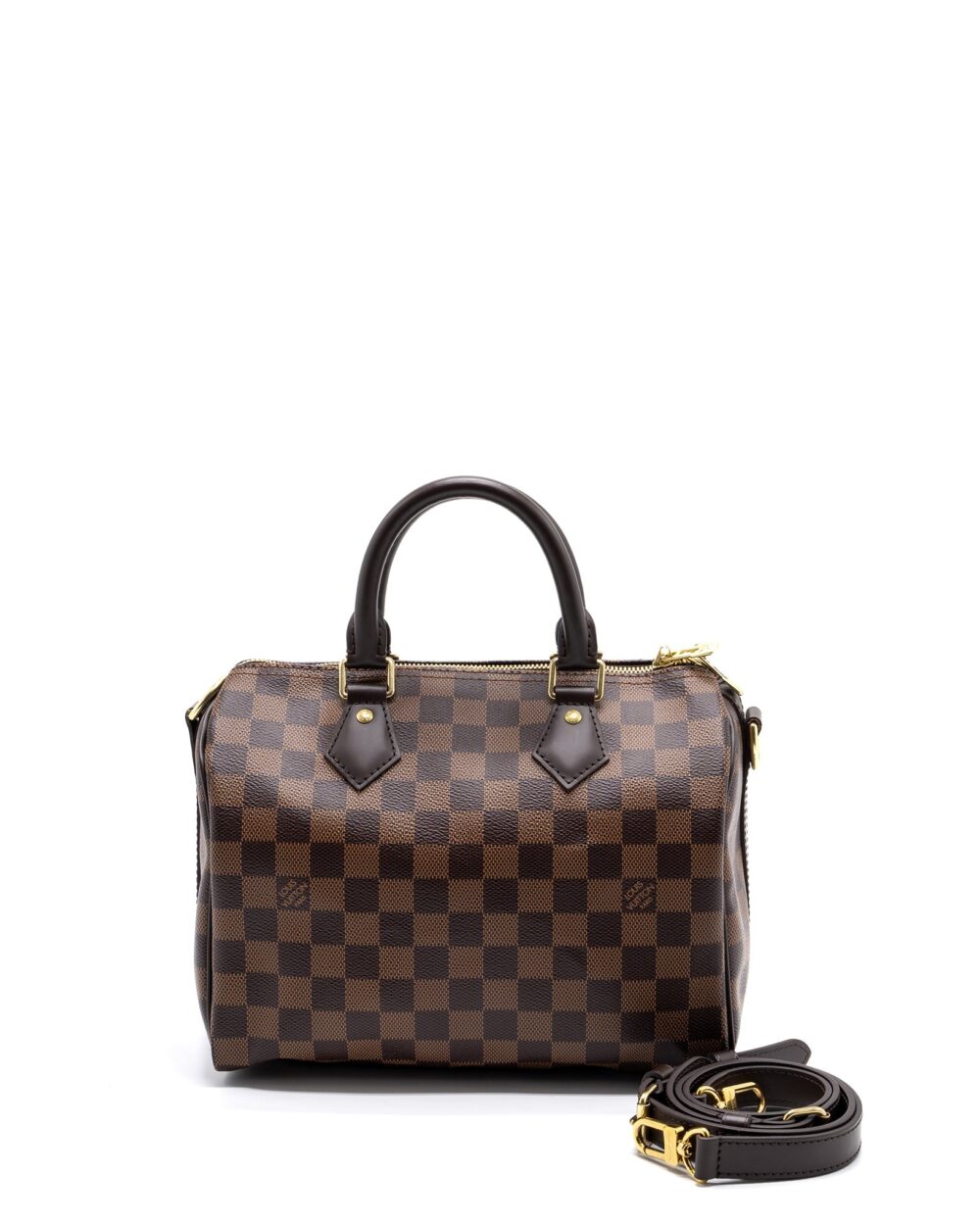 AAA Replica Louis Vuitton LV SPEEDY BANDOULIERE 25 DAMIER EBENE CANVAS GHW(NEW VERSION)