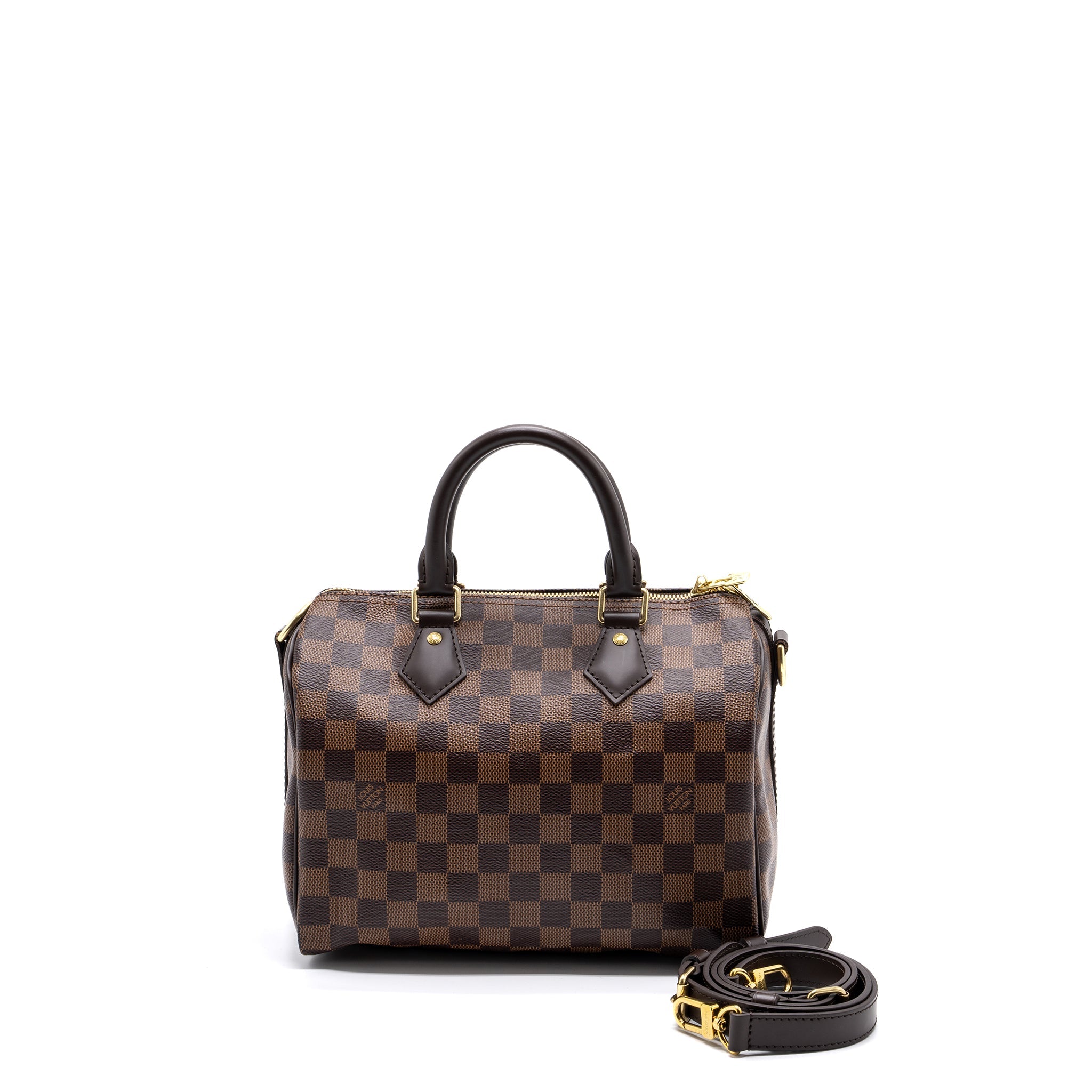 AAA Replica Louis Vuitton LV SPEEDY BANDOULIERE 25 DAMIER EBENE CANVAS GHW(NEW VERSION)