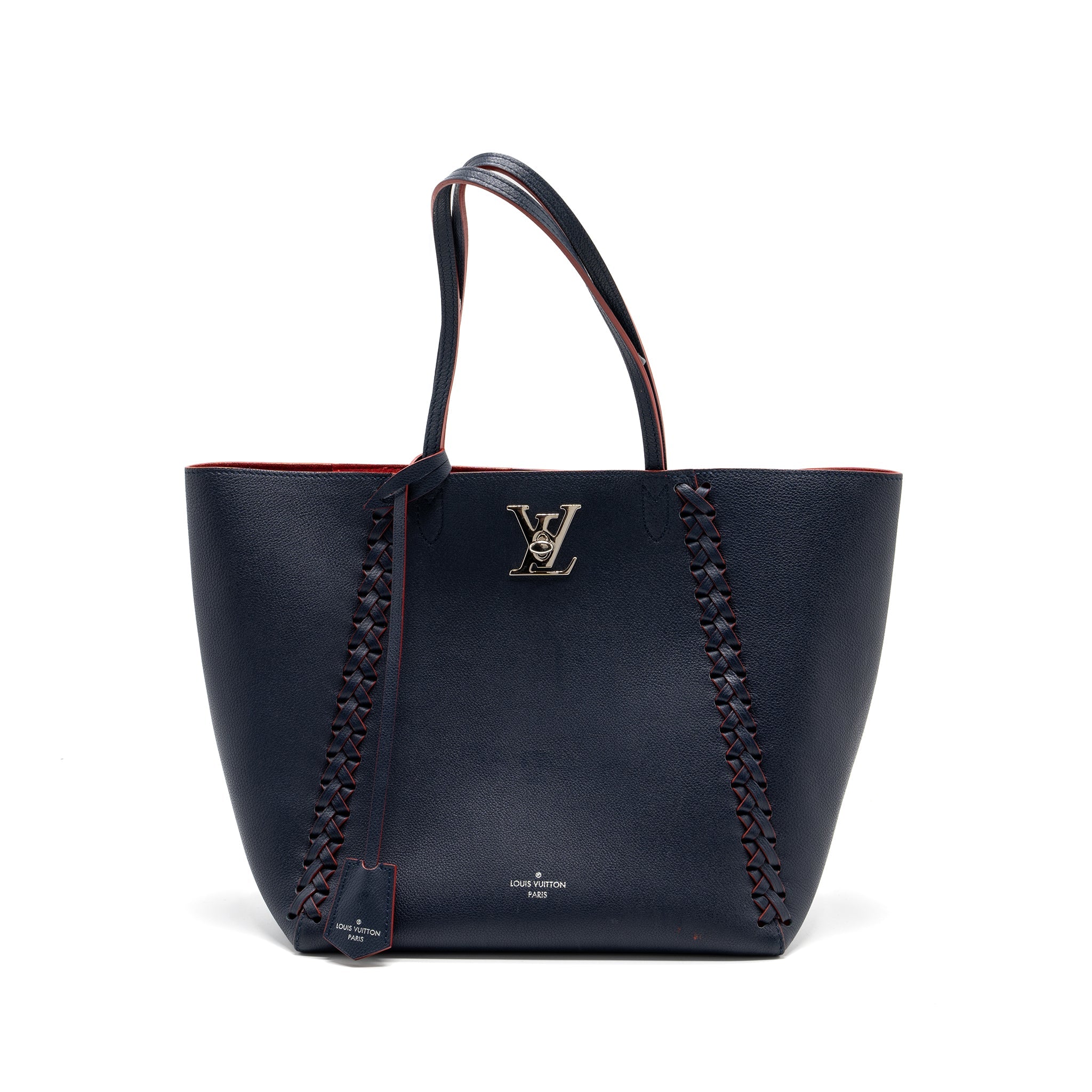 AAA Replica Louis Vuitton LV LOCK ME TOTE BAG CALFSKIN NAVY SHW