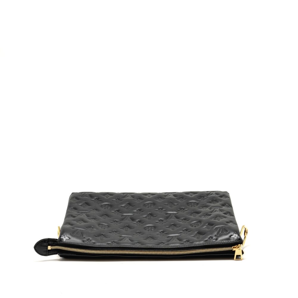 AAA Replica Louis Vuitton LV COUSSIN MM MONOGRAM-EMBOSSED PUFFY LAMBSKIN BLACK GHW