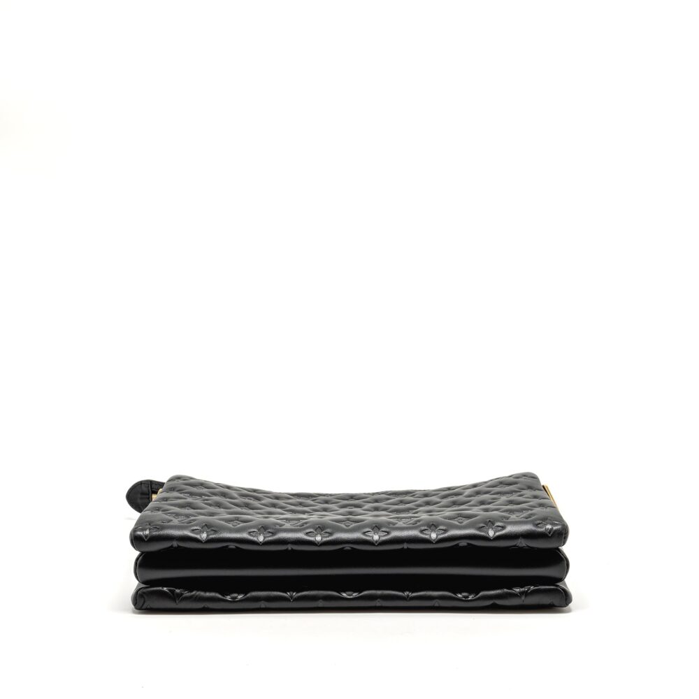 AAA Replica Louis Vuitton LV COUSSIN MM MONOGRAM-EMBOSSED PUFFY LAMBSKIN BLACK GHW