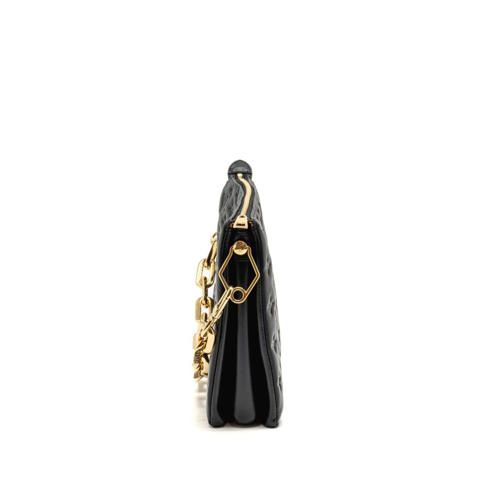 AAA Replica Louis Vuitton LV COUSSIN MM MONOGRAM-EMBOSSED PUFFY LAMBSKIN BLACK GHW