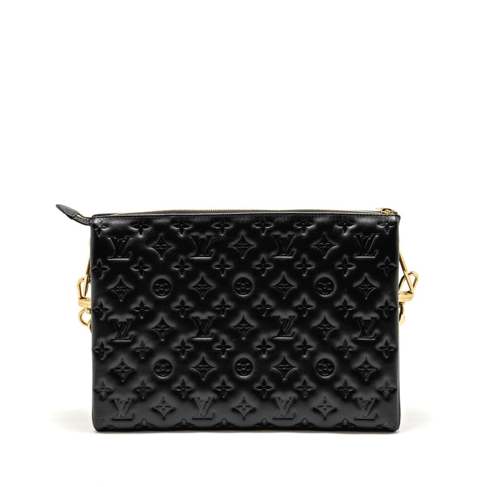 AAA Replica Louis Vuitton LV COUSSIN MM MONOGRAM-EMBOSSED PUFFY LAMBSKIN BLACK GHW