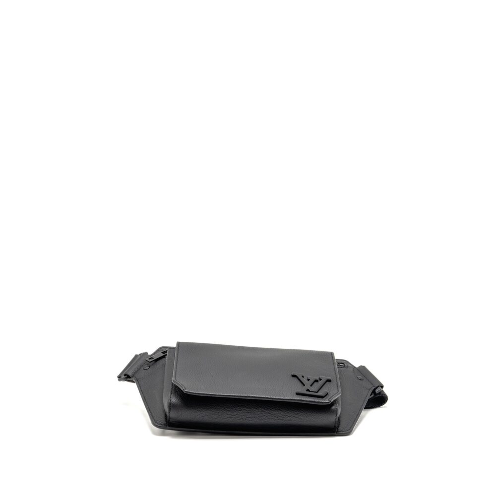 AAA Replica Louis Vuitton LV AEROGRAM TAKEOFF SLING BLACK GRAINED CALFSKIN BLACK HARDWARE