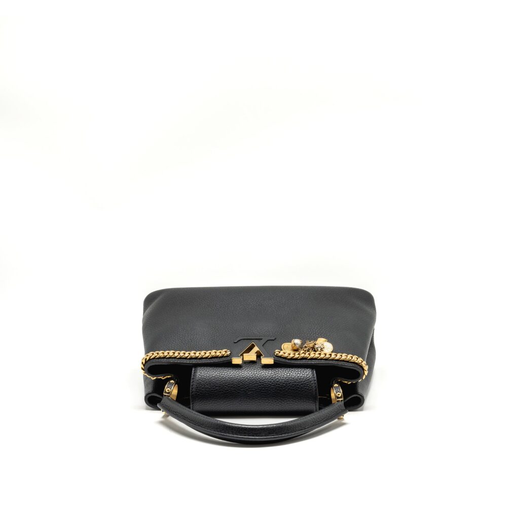 AAA Replica Louis Vuitton LV CAPUCINES MM CALFSKIN BLACK GHW
