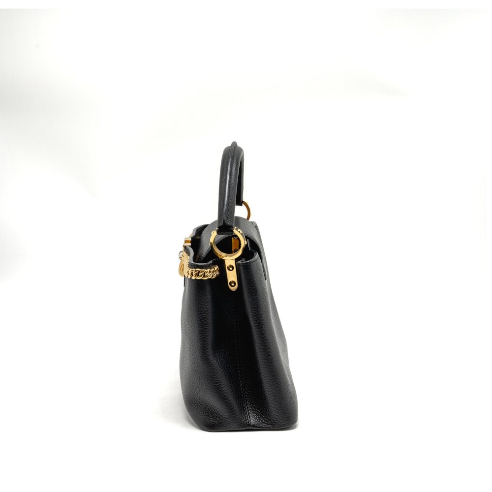 AAA Replica Louis Vuitton LV CAPUCINES MM CALFSKIN BLACK GHW
