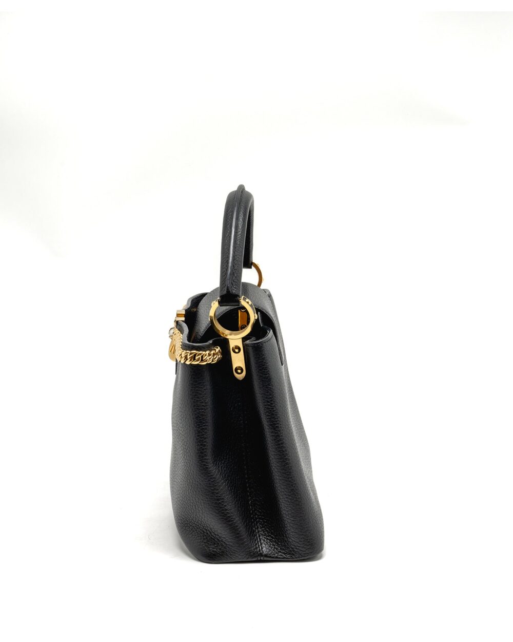 AAA Replica Louis Vuitton LV CAPUCINES MM CALFSKIN BLACK GHW