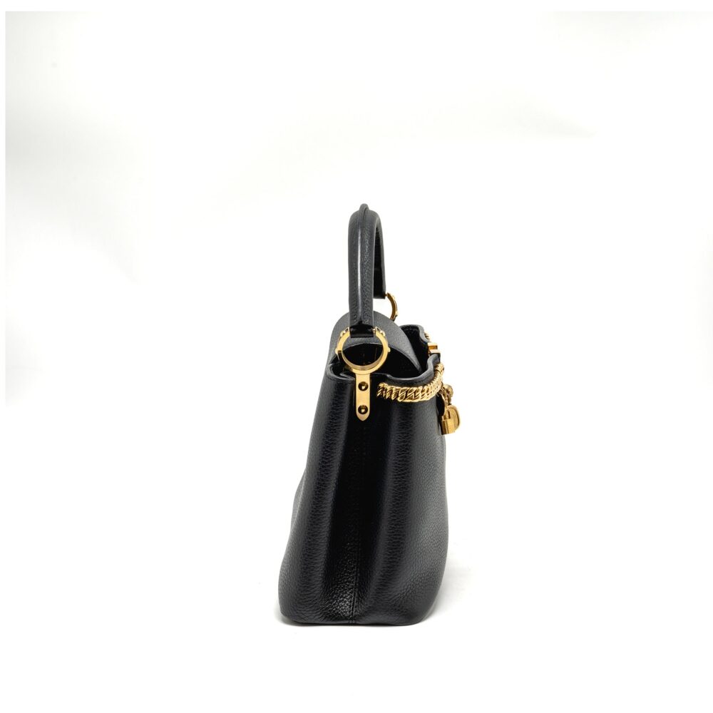 AAA Replica Louis Vuitton LV CAPUCINES MM CALFSKIN BLACK GHW