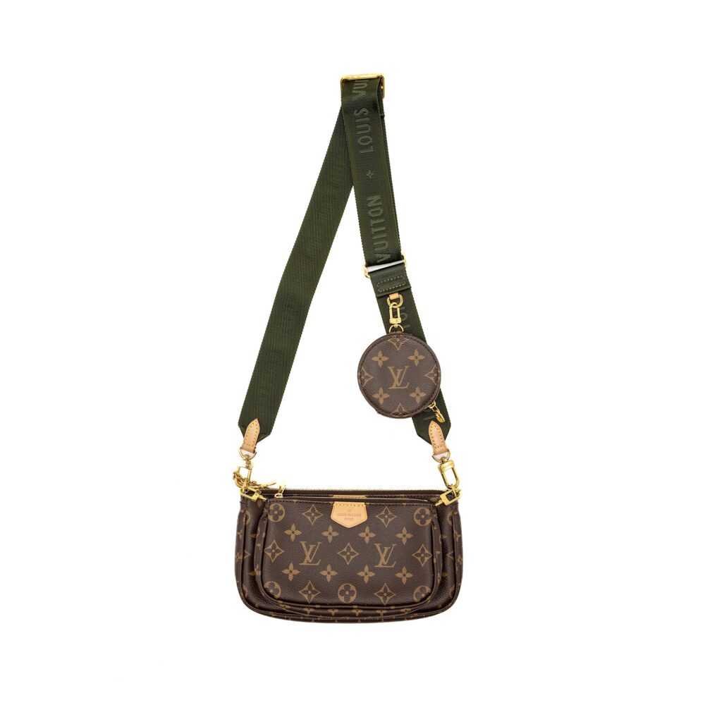AAA Replica Louis Vuitton LV MULTI POCHETTE ACCESSORIES MONOGRAM CANVAS KHAKI STRAP GHW