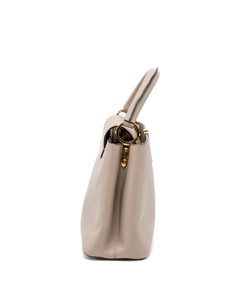 AAA Replica Louis Vuitton LV CAPUCINES MM TAURILLON LIGHT GREY GHW