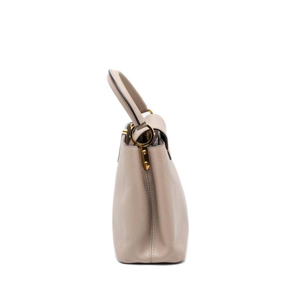 AAA Replica Louis Vuitton LV CAPUCINES MM TAURILLON LIGHT GREY GHW