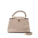 AAA Replica Louis Vuitton LV CAPUCINES MM TAURILLON LIGHT GREY GHW