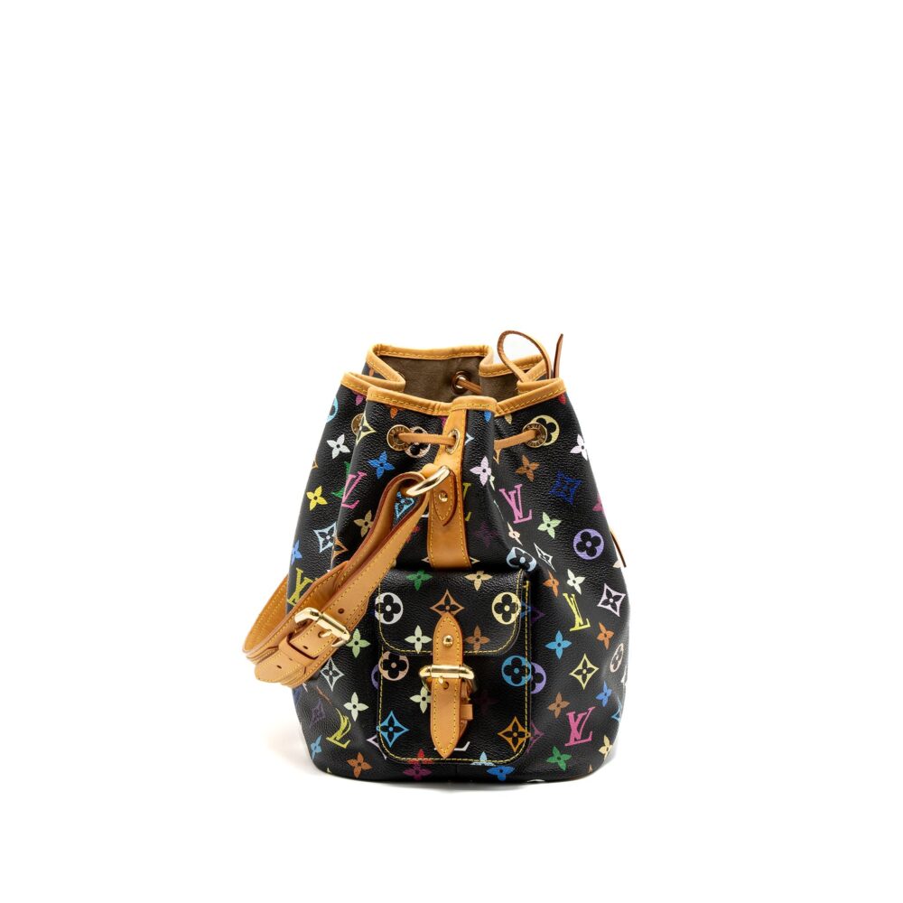 AAA Replica Louis Vuitton LV PETIT NOE MONOGRAM CANVAS BLACK/MULTICOLOUR GHW