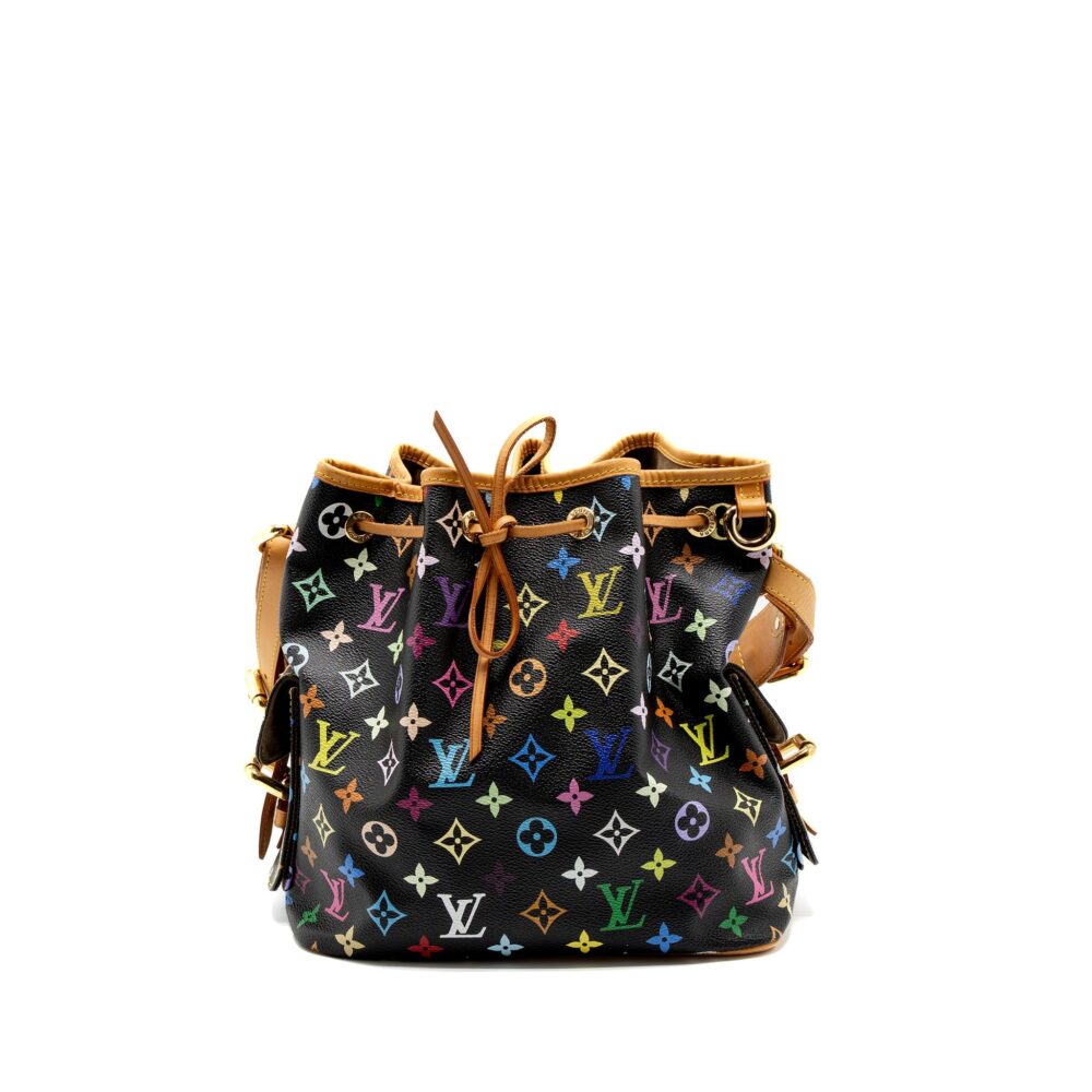 AAA Replica Louis Vuitton LV PETIT NOE MONOGRAM CANVAS BLACK/MULTICOLOUR GHW