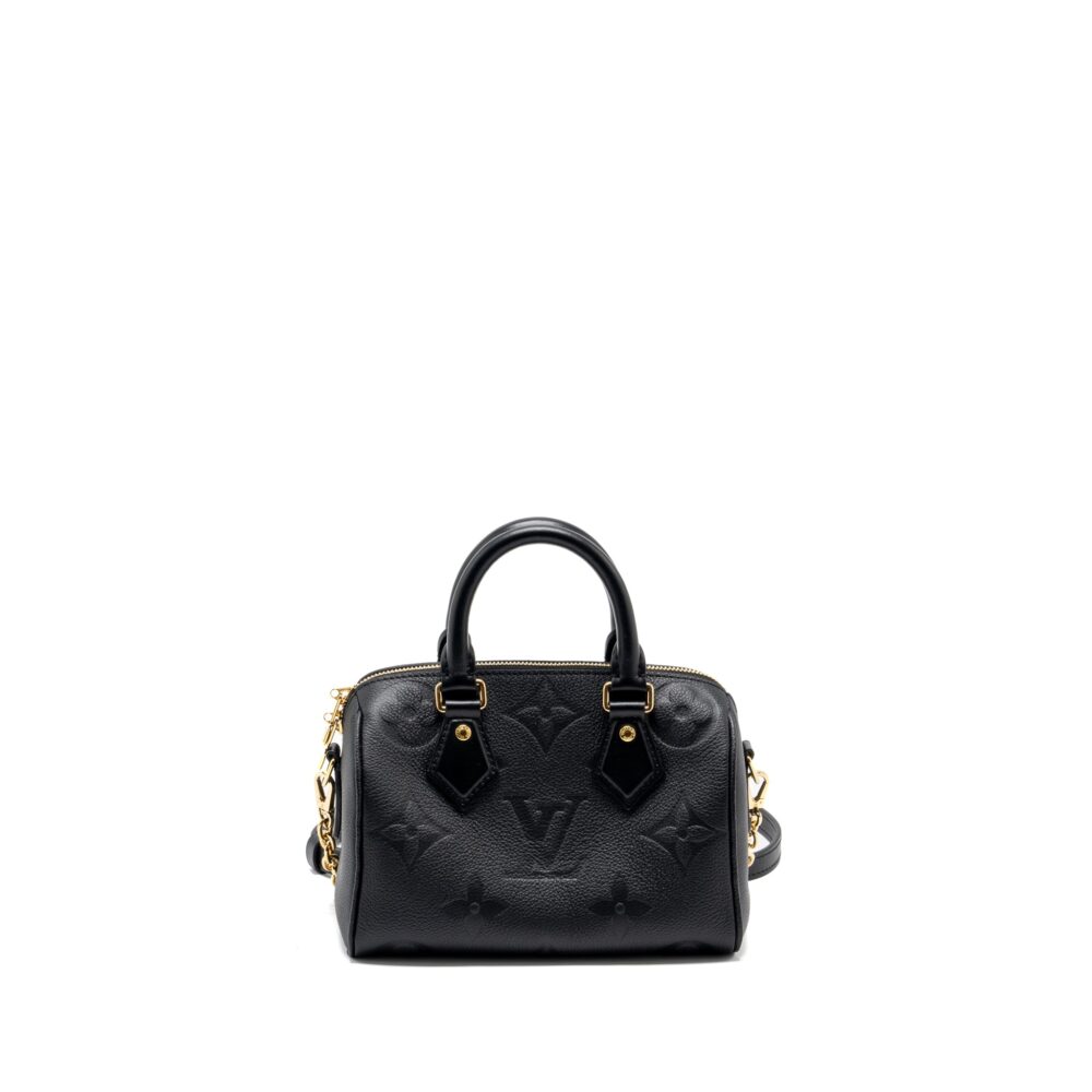 AAA Replica Louis Vuitton LV SPEEDY 20 BANDOULIERE MONOGRAM EMPREINTE BLACK GHW