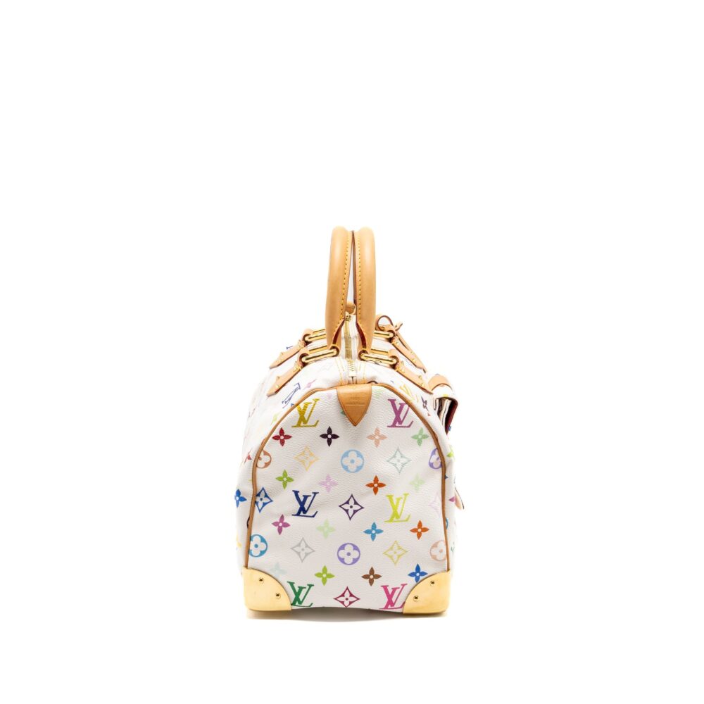 AAA Replica Louis Vuitton LV SPEEDY 30 MONOGRAM CANVAS WHITE MULTICOLOUR GHW