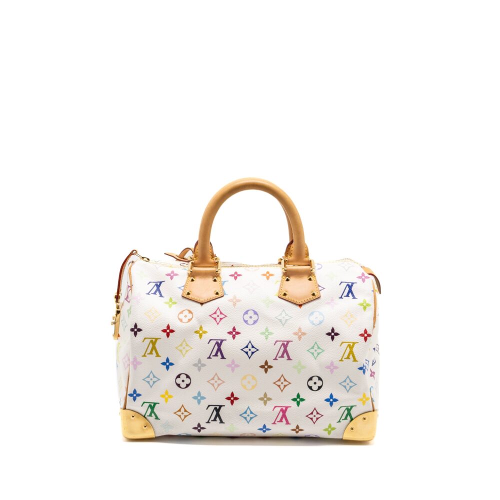 AAA Replica Louis Vuitton LV SPEEDY 30 MONOGRAM CANVAS WHITE MULTICOLOUR GHW