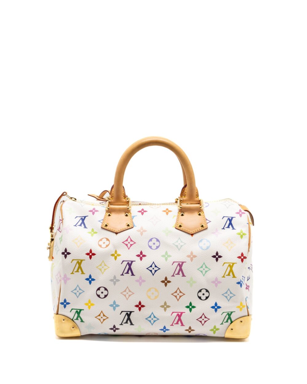 AAA Replica Louis Vuitton LV SPEEDY 30 MONOGRAM CANVAS WHITE MULTICOLOUR GHW