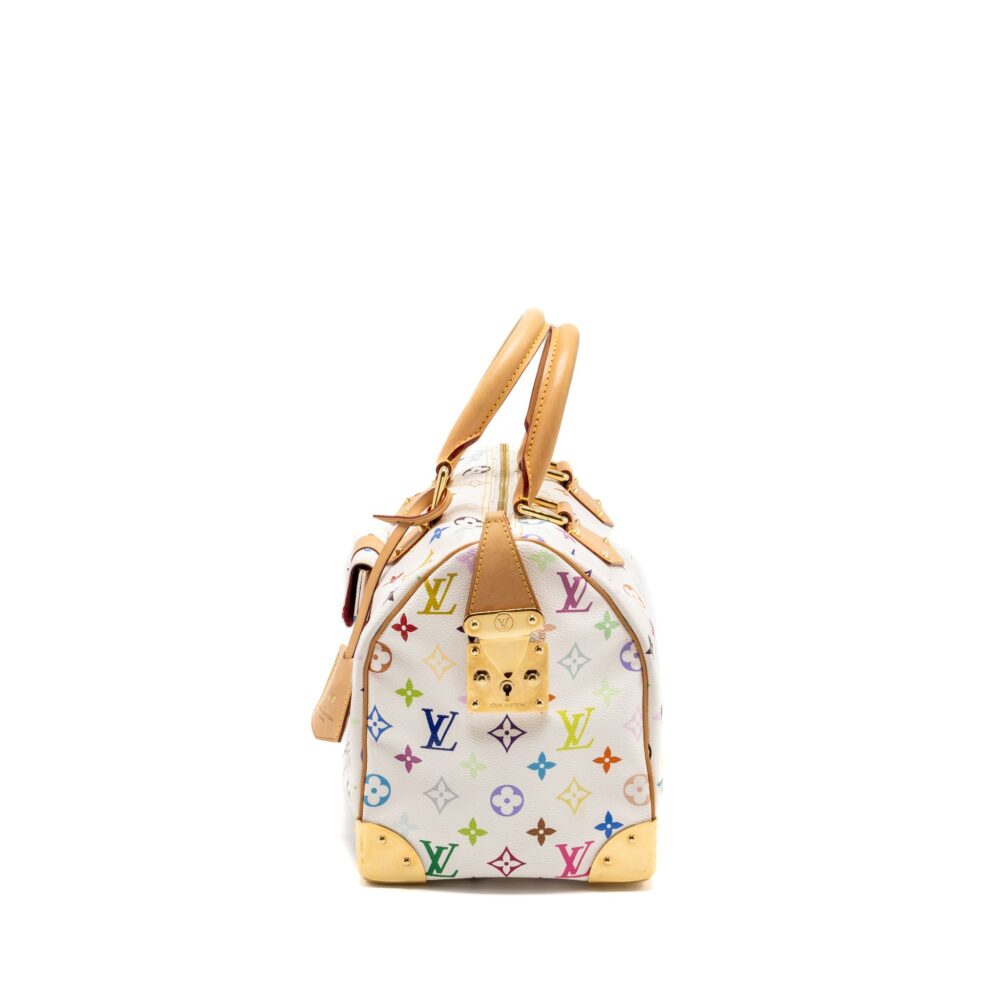 AAA Replica Louis Vuitton LV SPEEDY 30 MONOGRAM CANVAS WHITE MULTICOLOUR GHW