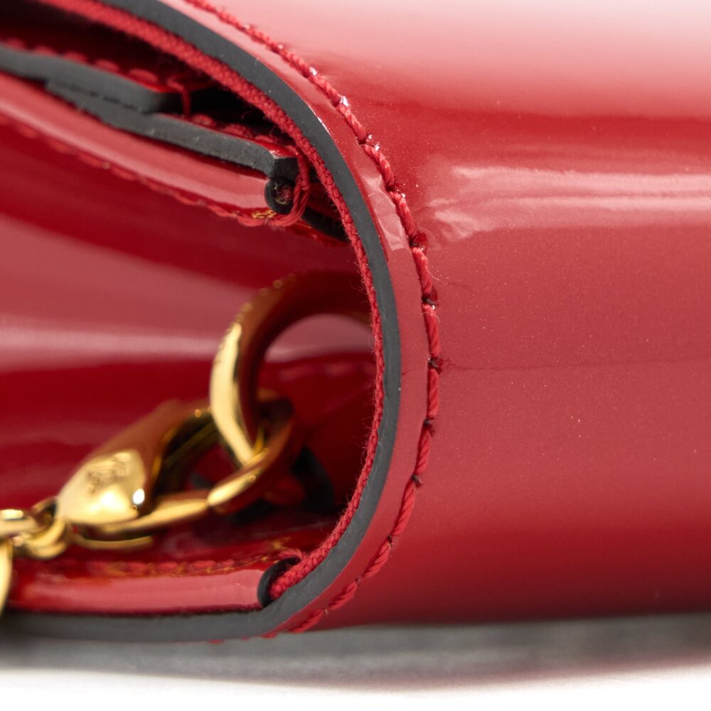 AAA Replica Louis Vuitton LV LOUIS CHAIN BAG PATENT RED GHW