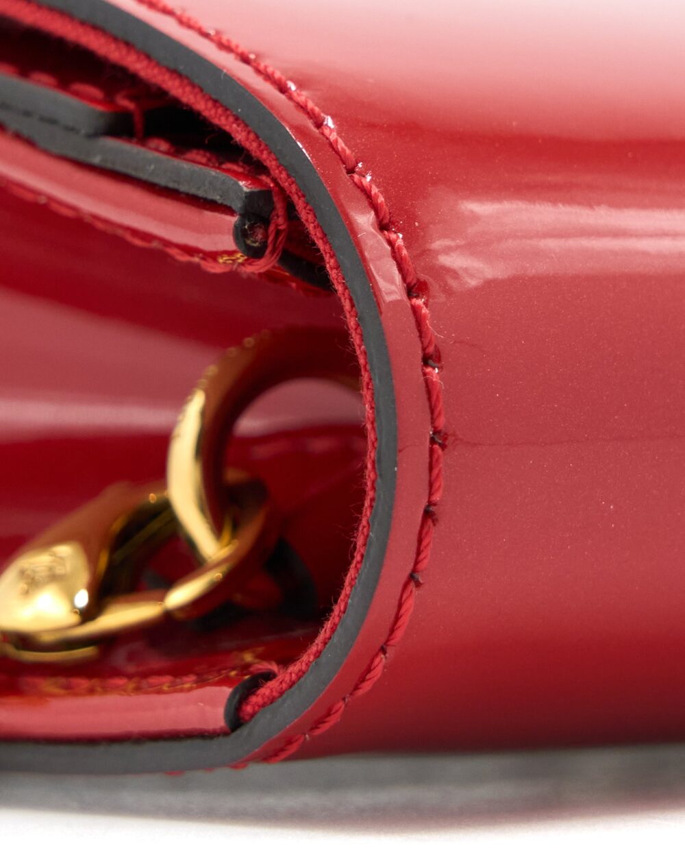AAA Replica Louis Vuitton LV LOUIS CHAIN BAG PATENT RED GHW
