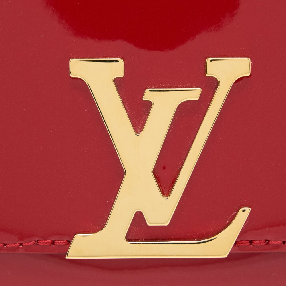 AAA Replica Louis Vuitton LV LOUIS CHAIN BAG PATENT RED GHW