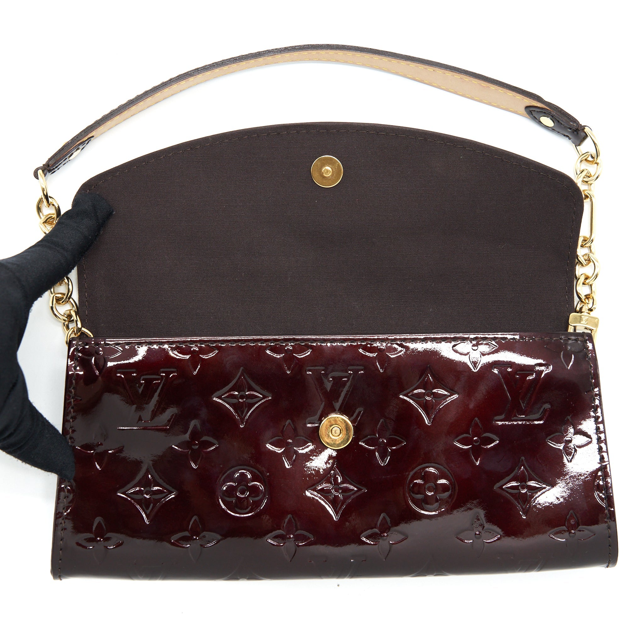AAA Replica Louis Vuitton LV SUNSET BOULEVARDE PATENT DARK RED GHW