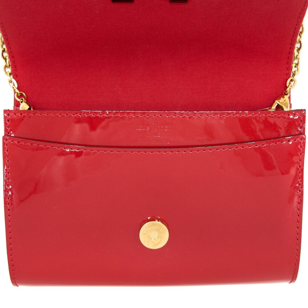 AAA Replica Louis Vuitton LV LOUIS CHAIN BAG PATENT RED GHW