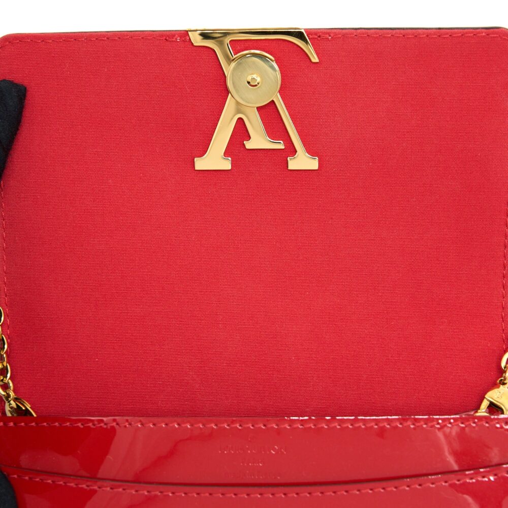 AAA Replica Louis Vuitton LV LOUIS CHAIN BAG PATENT RED GHW