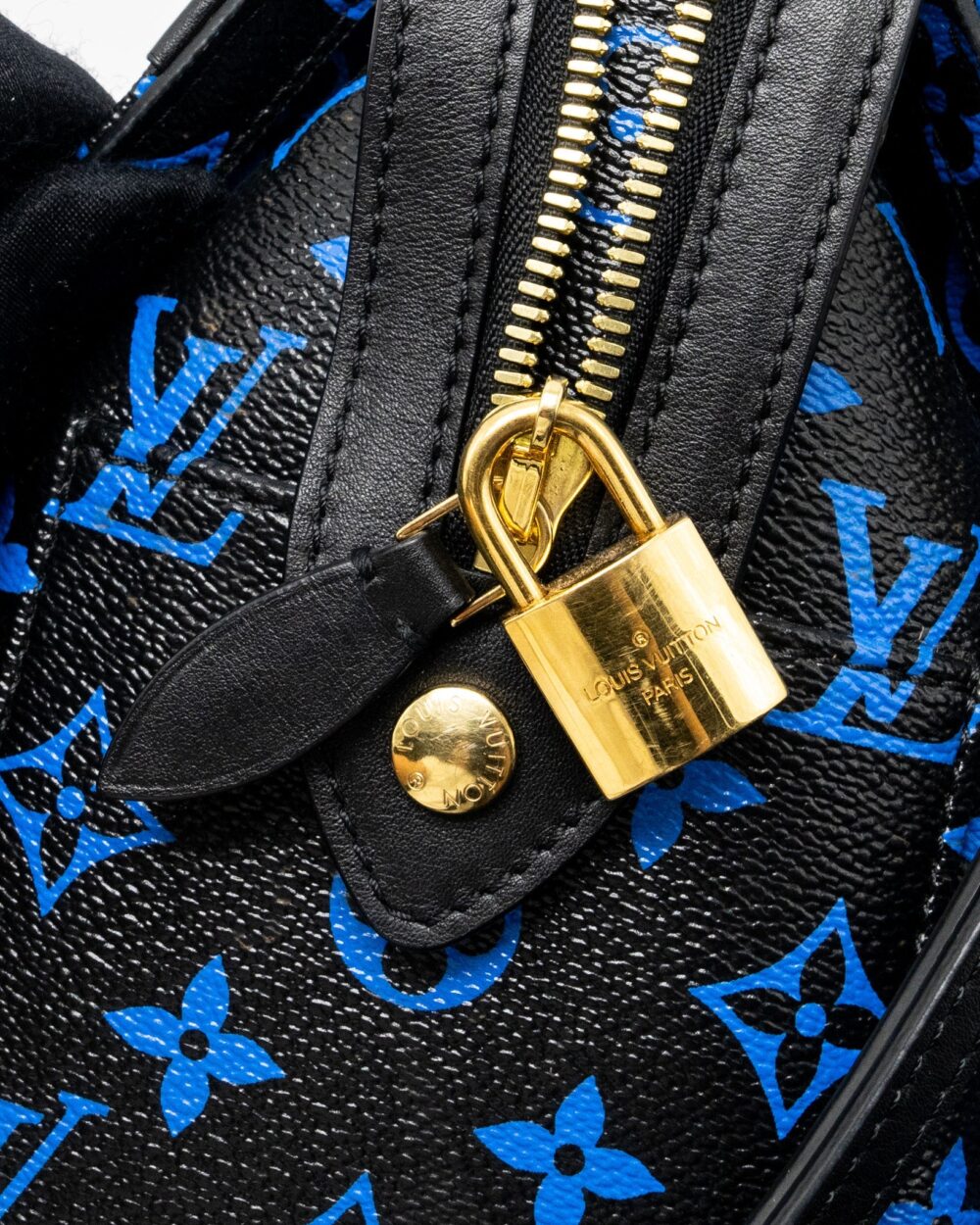 AAA Replica Louis Vuitton LV SPEEDY AMAZON COLOURED MONOGRAM CANVAS BLUE/BLACK GHW