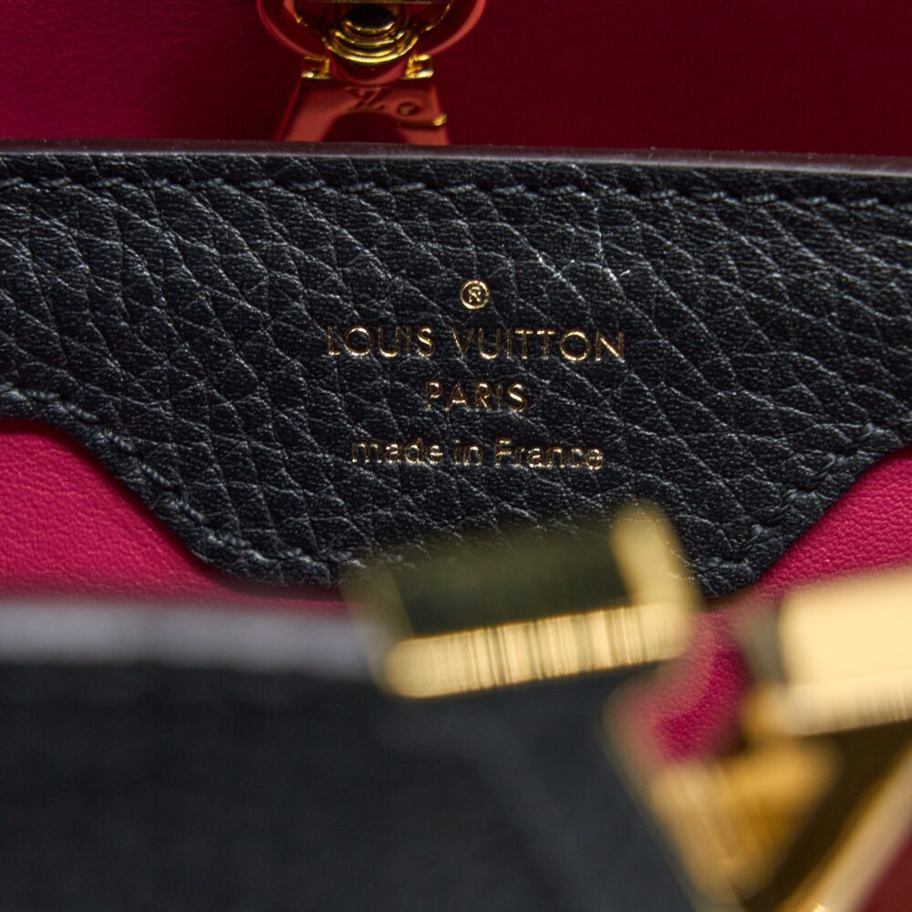 AAA Replica Louis Vuitton LV CAPUCINES MM TAURILLON BLACK GHW