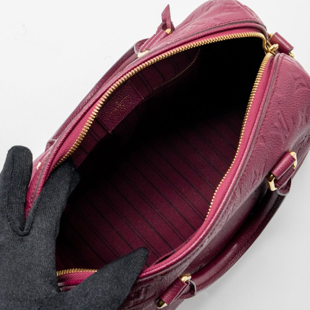 AAA Replica Louis Vuitton LV SPEEDY 25 BANDOULIERE MONOGRAM EMPREINTE PURPLE GHW