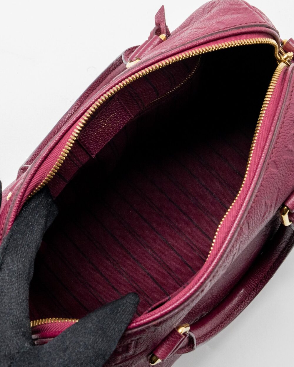 AAA Replica Louis Vuitton LV SPEEDY 25 BANDOULIERE MONOGRAM EMPREINTE PURPLE GHW