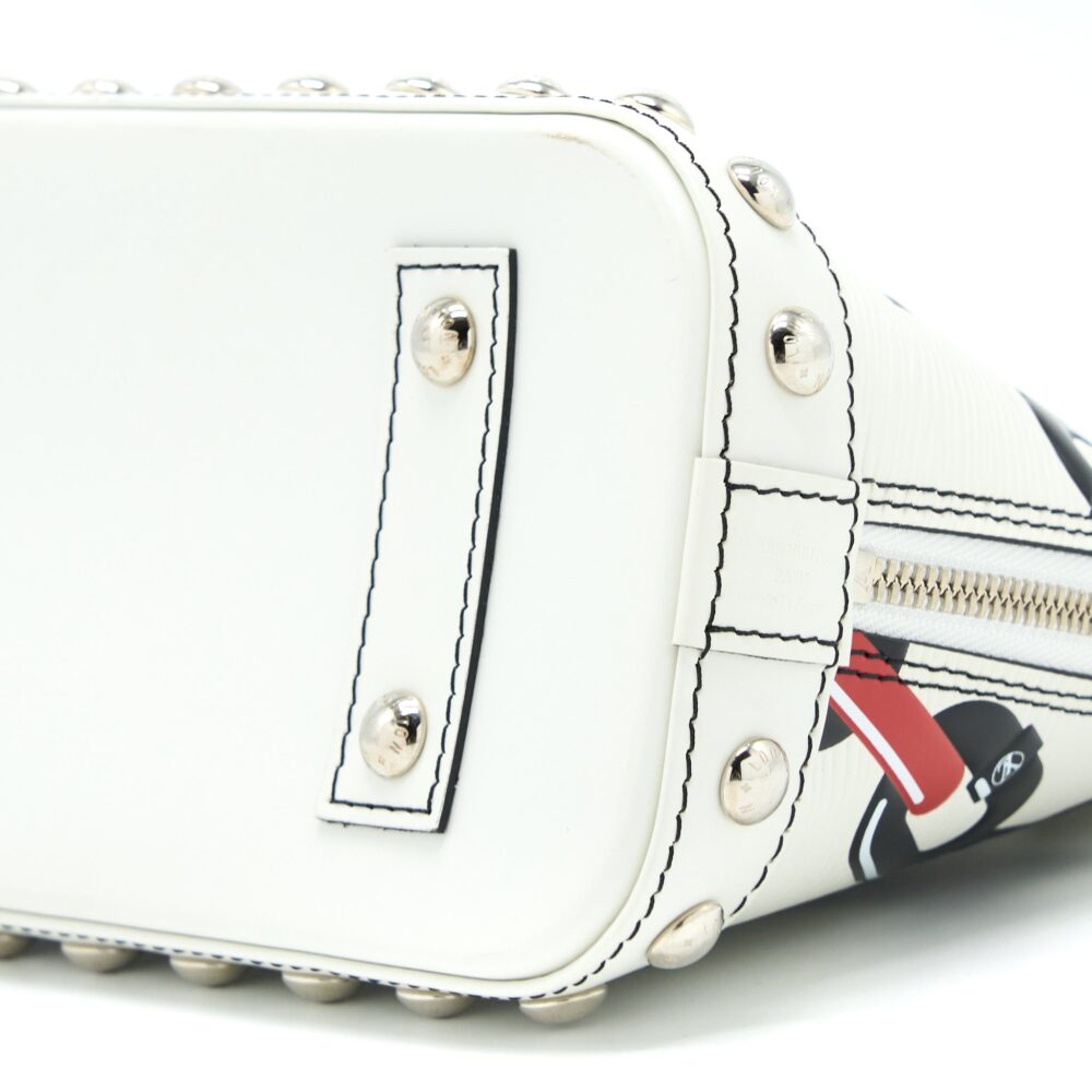 AAA Replica Louis Vuitton LV ALMA BB EN CUIR OCCASION EPI WHITE / BLACK WITH SHW