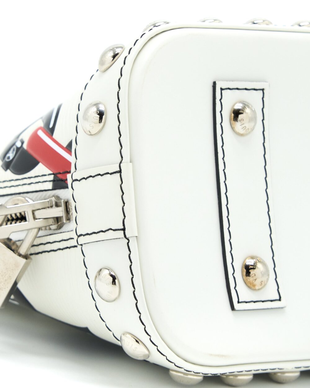 AAA Replica Louis Vuitton LV ALMA BB EN CUIR OCCASION EPI WHITE / BLACK WITH SHW