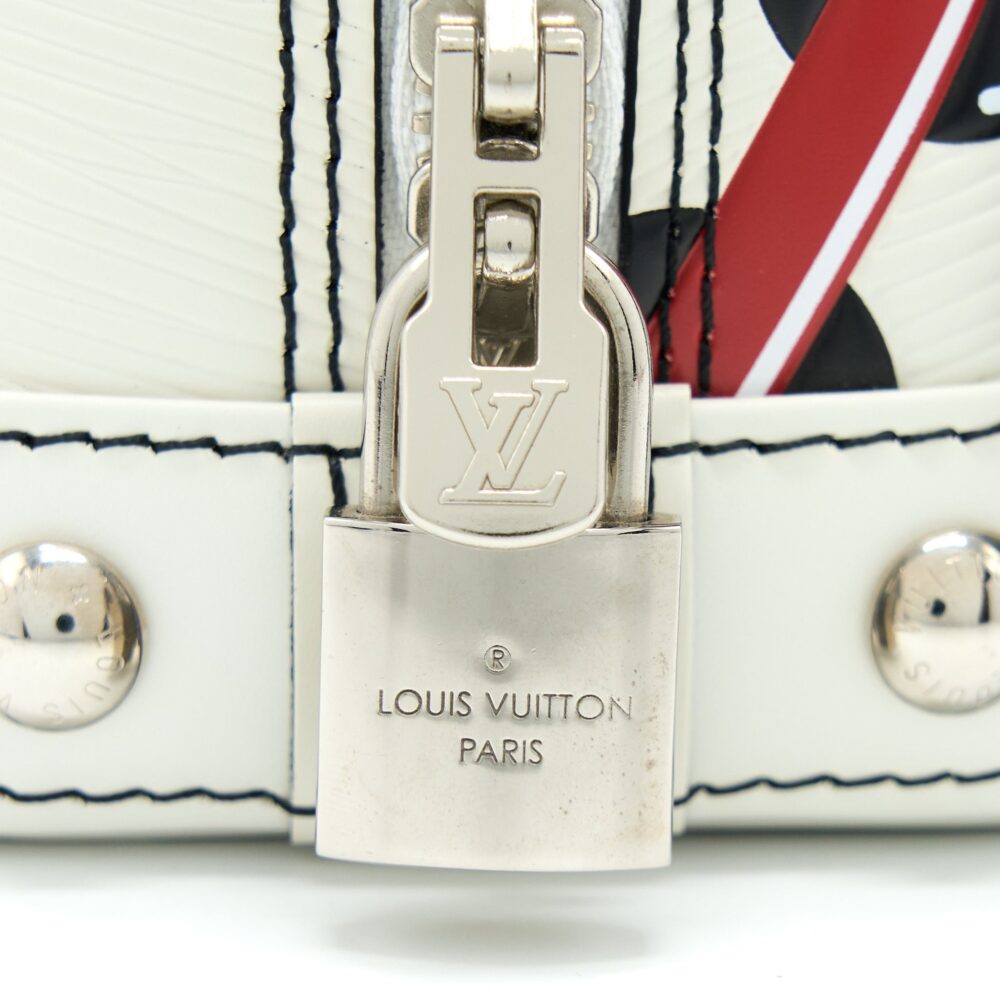 AAA Replica Louis Vuitton LV ALMA BB EN CUIR OCCASION EPI WHITE / BLACK WITH SHW