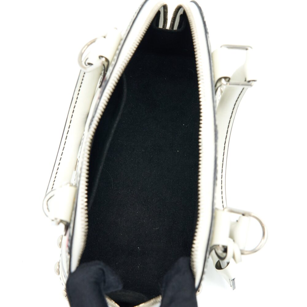 AAA Replica Louis Vuitton LV ALMA BB EN CUIR OCCASION EPI WHITE / BLACK WITH SHW