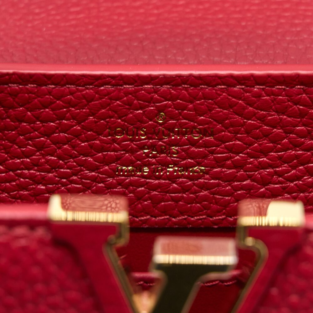 AAA Replica Louis Vuitton LV CAPUCINES MINI TAURILLON SCARLET GHW (NEW VERSION)