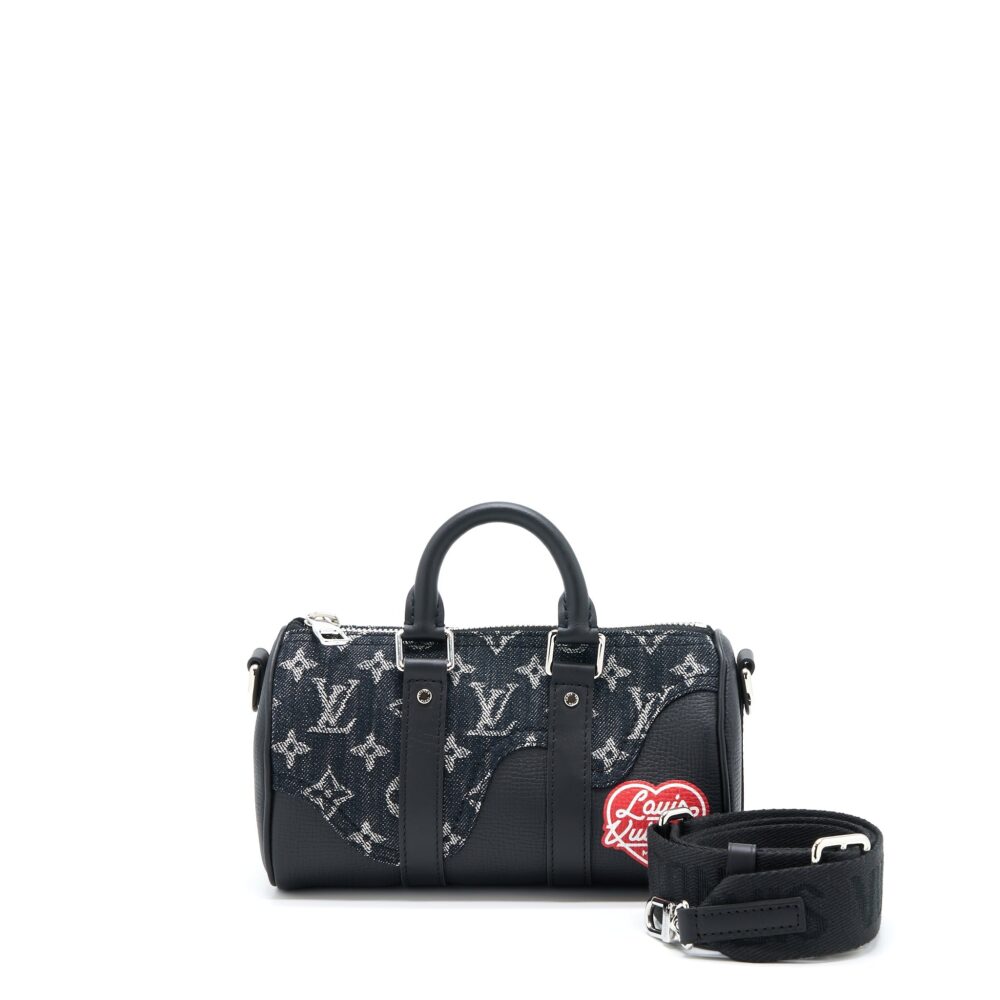 AAA Replica Louis Vuitton LV KEEPALL XS DENIM BLACK/LEATHER SHW
