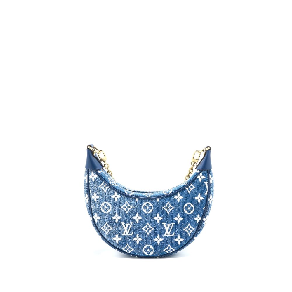 AAA Replica Louis Vuitton LV HALF-MOON LOOP BAGUETTE HANDBAG DENIM BLUE GHW (NEW VERSION)
