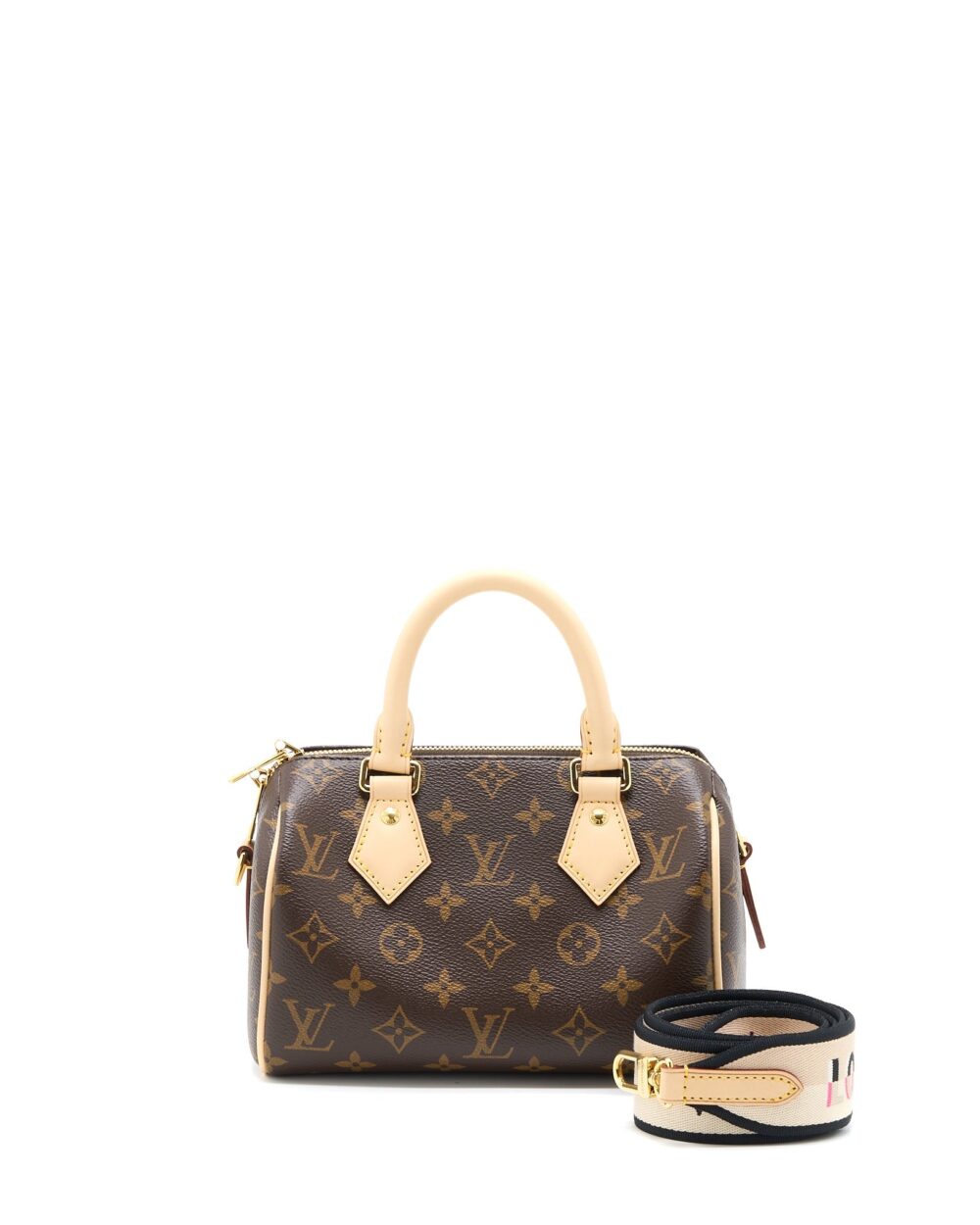 AAA Replica Louis Vuitton LV SPEEDY BANDOULIERE 20 MONOGRAM CANVAS BLACK/MULTICOLOUR STRAP GHW (NEW VERSION)