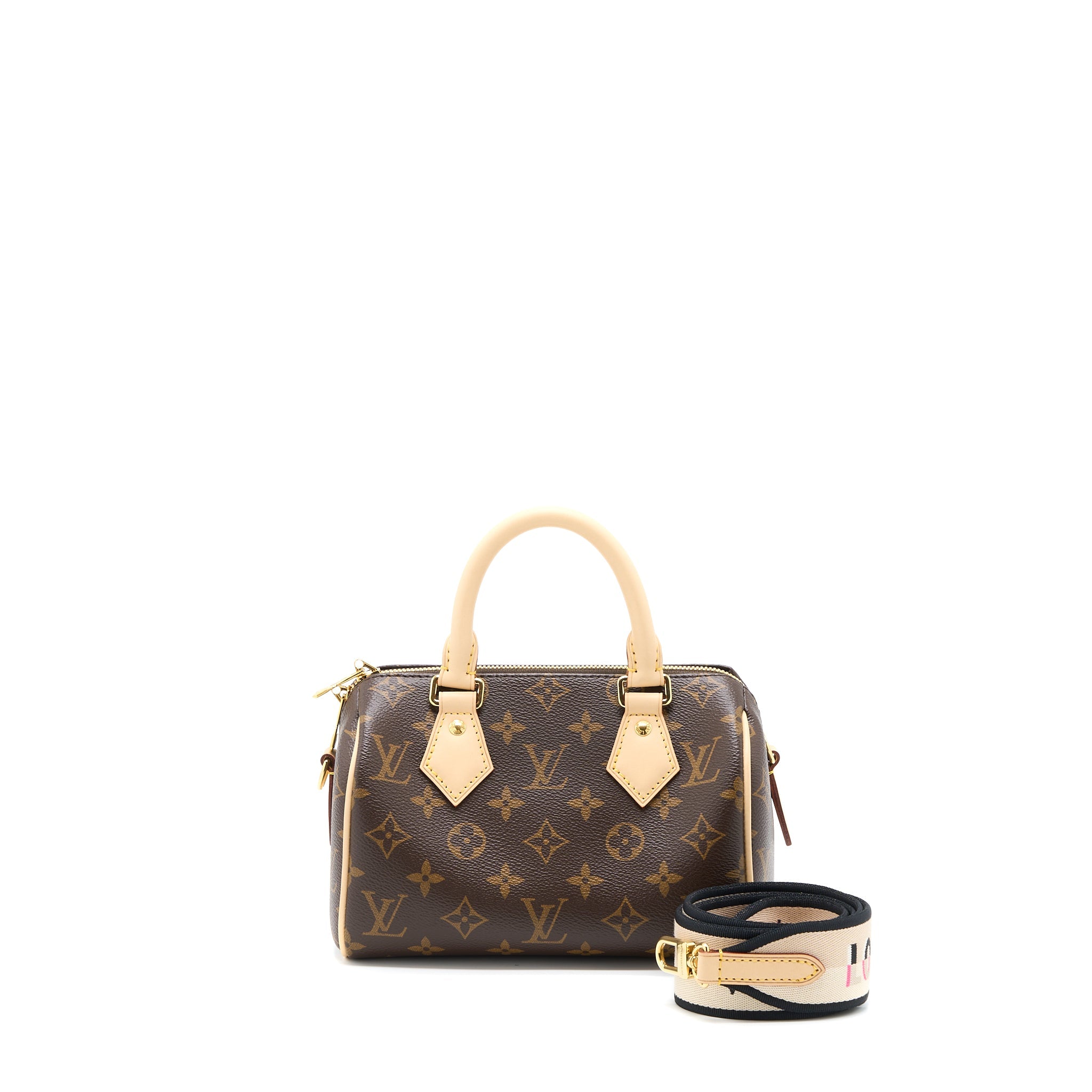 AAA Replica Louis Vuitton LV SPEEDY BANDOULIERE 20 MONOGRAM CANVAS BLACK/MULTICOLOUR STRAP GHW (NEW VERSION)