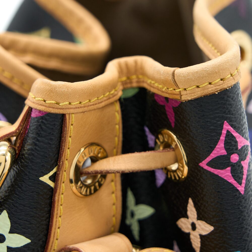 AAA Replica Louis Vuitton LV PETIT NOE BLACK MONOGRAM MULTICOLOUR GHW
